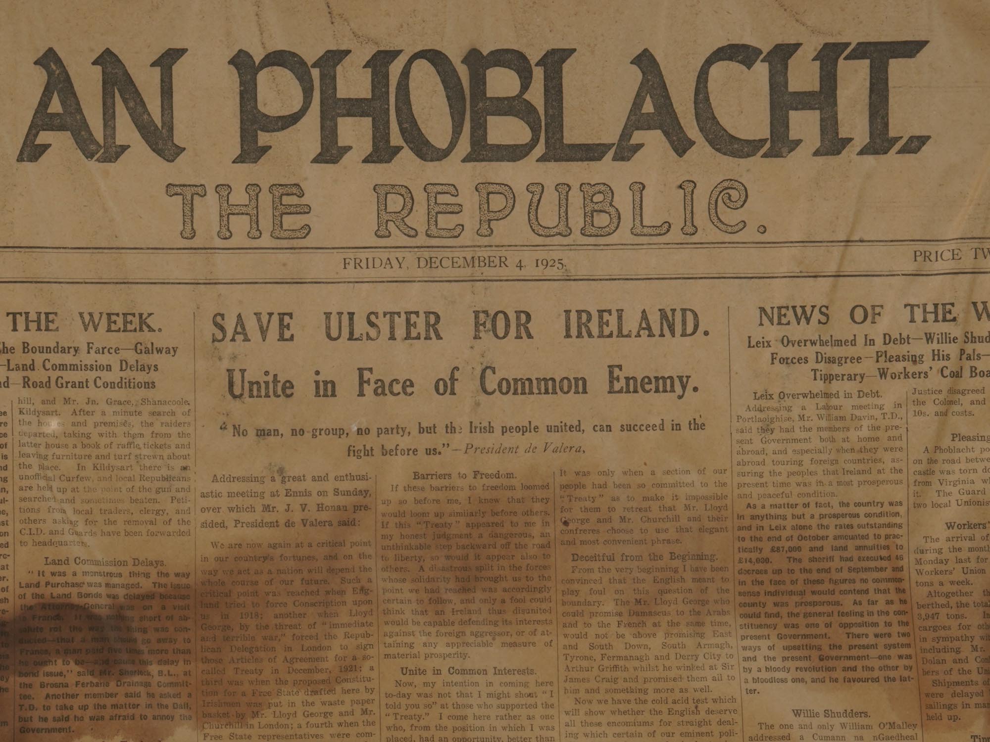 TWO 1925 IRISH NEWSPAPERS AN PHLOBACHT SINN FEIN PIC-2